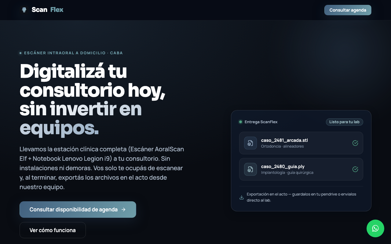 Captura de la landing de ScanFlex